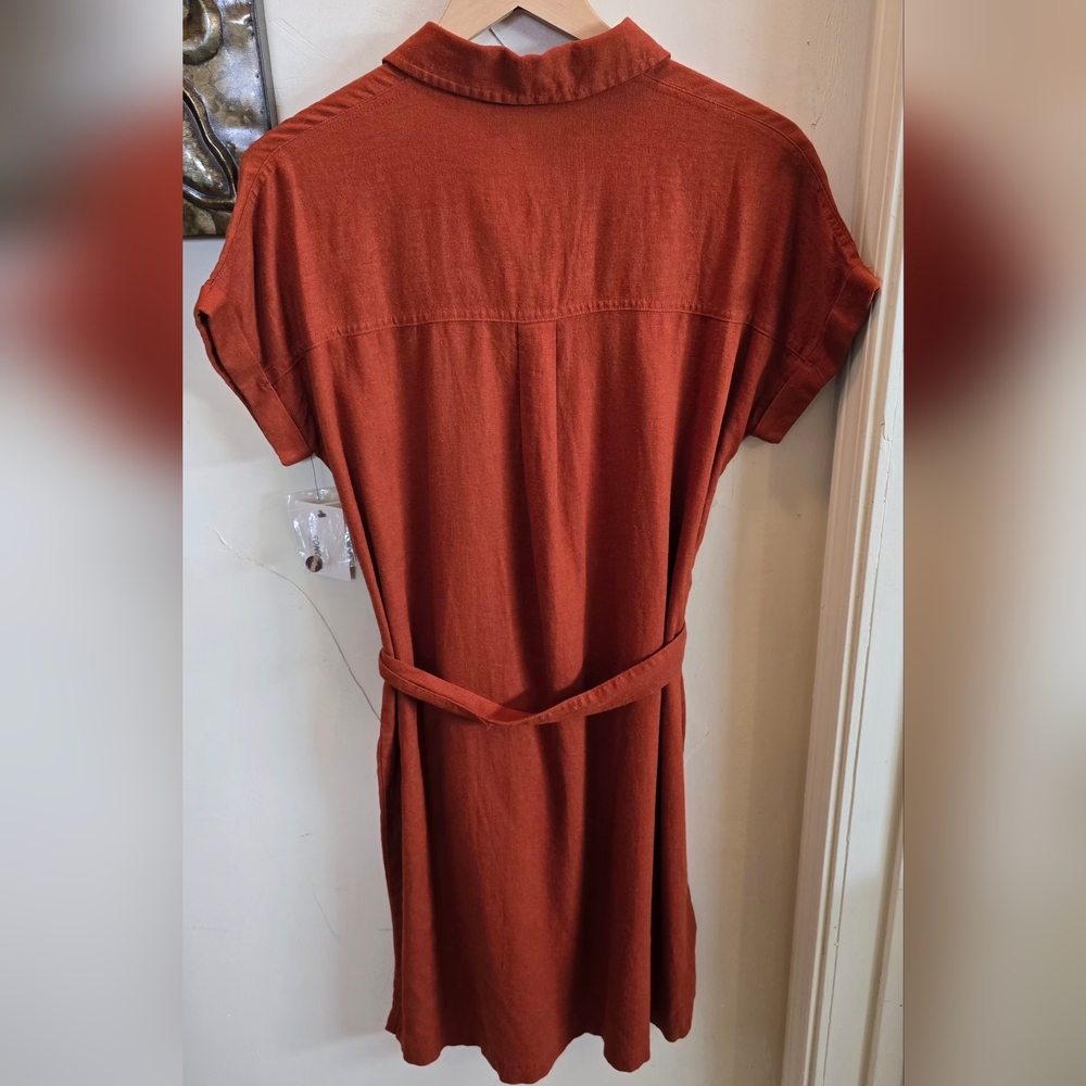 NWT Sonoma Rust Orange Button-Up Mini Dress Small - Picture 5 of 6